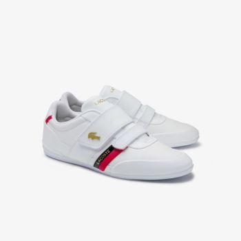 Lacoste Misano Strap Leather and Synthetic Sneakers Pánské - Tenisky Bílé / Červené | CZ-eDERKv